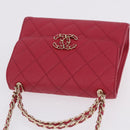 CHANEL Matelasse Top Handle Chain Caviar Skin 2way Red Gold CC Auth 200091SAM-6
