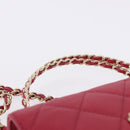 CHANEL Matelasse Top Handle Chain Caviar Skin 2way Red Gold CC Auth 200091SAM-14