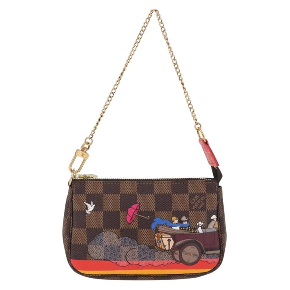 LOUIS VUITTON Monogram Christmas limited Mini Pochette Pouch M41655 Auth 200096M