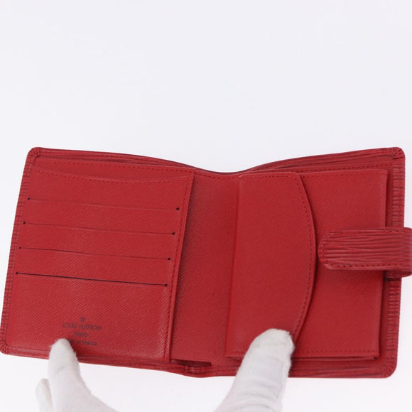 LOUIS VUITTON Epi Portopier Compact Wallet Red LV Auth 200099A