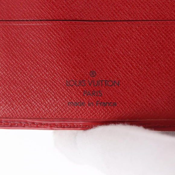 LOUIS VUITTON Epi Portopier Compact Wallet Red LV Auth 200099A