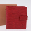 LOUIS VUITTON Epi Portopier Compact Wallet Red LV Auth 200099A-12