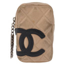 CHANEL Cambon Line Matelasse Cigarette Case Leather Beige CC Auth 200101-13
