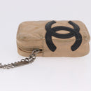 CHANEL Cambon Line Matelasse Cigarette Case Leather Beige CC Auth 200101-4