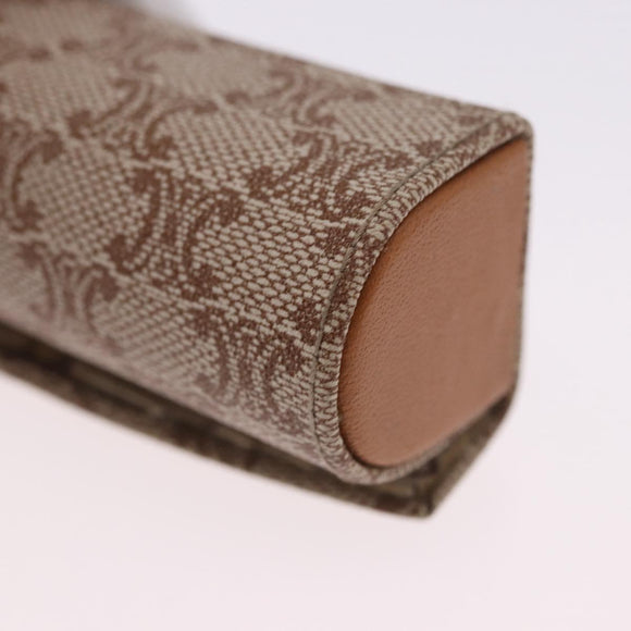 CELINE Macadam Canvas Lip Case Pouch PVC Beige Gold Auth 200107V