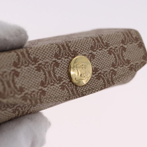 CELINE Macadam Canvas Lip Case Pouch PVC Beige Gold Auth 200107V