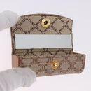 CELINE Macadam Canvas Lip Case Pouch PVC Beige Gold Auth 200107V-9