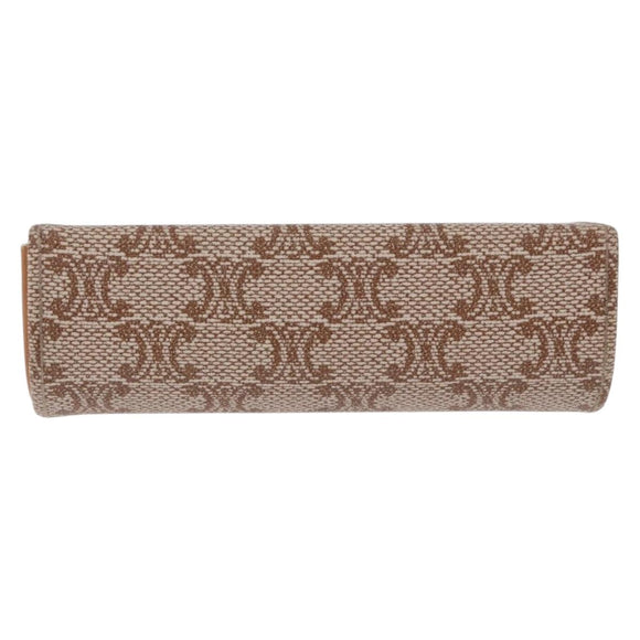 CELINE Macadam Canvas Lip Case Pouch PVC Beige Gold Auth 200107V