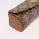 CELINE Macadam Canvas Lip Case Pouch PVC Beige Gold Auth 200107V-7
