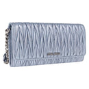 Miu Miu Matelasse Wallet Shoulder Bag Leather Light Blue Silver Auth 200112M-1