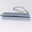 Miu Miu Matelasse Wallet Shoulder Bag Leather Light Blue Silver Auth 200112M-6