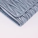 Miu Miu Matelasse Wallet Shoulder Bag Leather Light Blue Silver Auth 200112M-15
