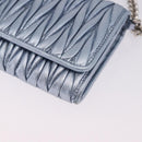 Miu Miu Matelasse Wallet Shoulder Bag Leather Light Blue Silver Auth 200112M-16