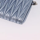 Miu Miu Matelasse Wallet Shoulder Bag Leather Light Blue Silver Auth 200112M-18