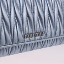 Miu Miu Matelasse Wallet Shoulder Bag Leather Light Blue Silver Auth 200112M-19