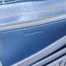 Miu Miu Matelasse Wallet Shoulder Bag Leather Light Blue Silver Auth 200112M-20