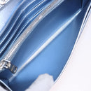 Miu Miu Matelasse Wallet Shoulder Bag Leather Light Blue Silver Auth 200112M-10