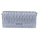 Miu Miu Matelasse Wallet Shoulder Bag Leather Light Blue Silver Auth 200112M-13