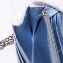 Miu Miu Matelasse Wallet Shoulder Bag Leather Light Blue Silver Auth 200112M-22