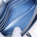 Miu Miu Matelasse Wallet Shoulder Bag Leather Light Blue Silver Auth 200112M-23