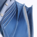 Miu Miu Matelasse Wallet Shoulder Bag Leather Light Blue Silver Auth 200112M-24