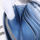 Miu Miu Matelasse Wallet Shoulder Bag Leather Light Blue Silver Auth 200112M-25