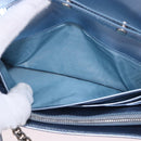 Miu Miu Matelasse Wallet Shoulder Bag Leather Light Blue Silver Auth 200112M-26