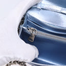 Miu Miu Matelasse Wallet Shoulder Bag Leather Light Blue Silver Auth 200112M-27