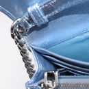 Miu Miu Matelasse Wallet Shoulder Bag Leather Light Blue Silver Auth 200112M-12