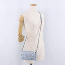 Miu Miu Matelasse Wallet Shoulder Bag Leather Light Blue Silver Auth 200112M-29
