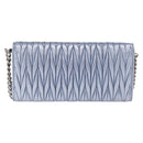 Miu Miu Matelasse Wallet Shoulder Bag Leather Light Blue Silver Auth 200112M-2