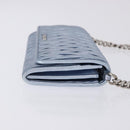 Miu Miu Matelasse Wallet Shoulder Bag Leather Light Blue Silver Auth 200112M-3