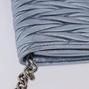 Miu Miu Matelasse Wallet Shoulder Bag Leather Light Blue Silver Auth 200112M-5