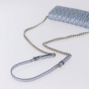 Miu Miu Matelasse Wallet Shoulder Bag Leather Light Blue Silver Auth 200112M-8