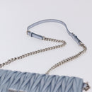 Miu Miu Matelasse Wallet Shoulder Bag Leather Light Blue Silver Auth 200112M-14