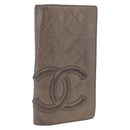 CHANEL Matelasse Cambon Line Long Wallet Leather Gold CC Auth 200114-1