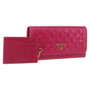 PRADA Long Wallet Leather Pink Gold Auth 200115V-1