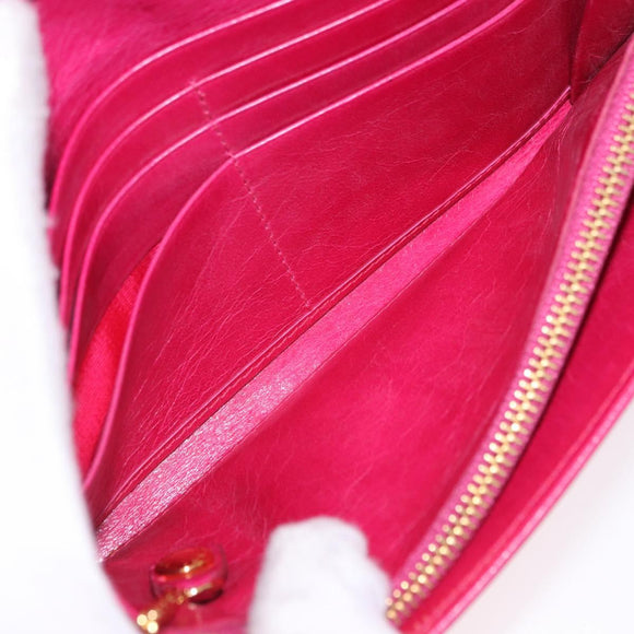 PRADA Long Wallet Leather Pink Gold Auth 200115V