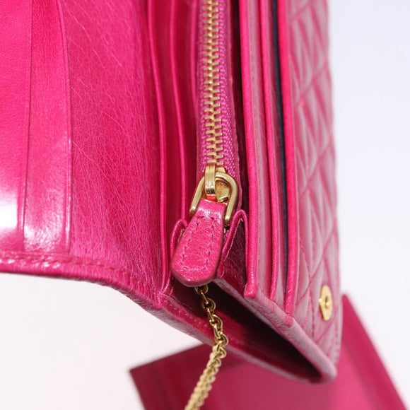 PRADA Long Wallet Leather Pink Gold Auth 200115V
