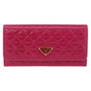 PRADA Long Wallet Leather Pink Gold Auth 200115V-13