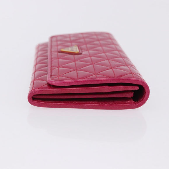 PRADA Long Wallet Leather Pink Gold Auth 200115V