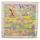 HERMES Carre 90 Scarf Silk ""Nuba Mountain"" Ivory Auth 200116M-13