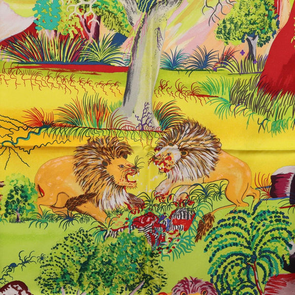 HERMES Carre 90 Scarf Silk ""Nuba Mountain"" Ivory Auth 200116M