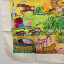 HERMES Carre 90 Scarf Silk ""Nuba Mountain"" Ivory Auth 200116M-8