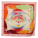 HERMES Carre 90 Scarf Silk ""Smiles in Third millenary"" Pink Auth 200117M-1
