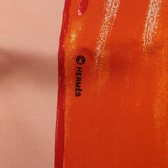 HERMES Carre 90 Scarf Silk ""Smiles in Third millenary"" Pink Auth 200117M