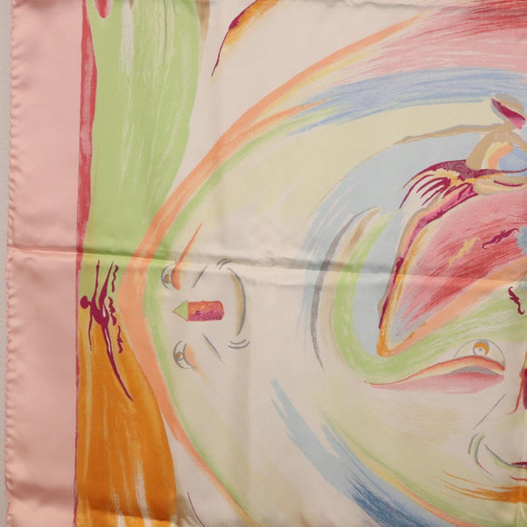 HERMES Carre 90 Scarf Silk ""Smiles in Third millenary"" Pink Auth 200117M