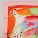 HERMES Carre 90 Scarf Silk ""Smiles in Third millenary"" Pink Auth 200117M-2