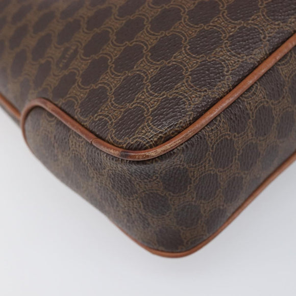 CELINE Macadam Shoulder Bag PVC Leather Brown Gold Tone Auth 200132