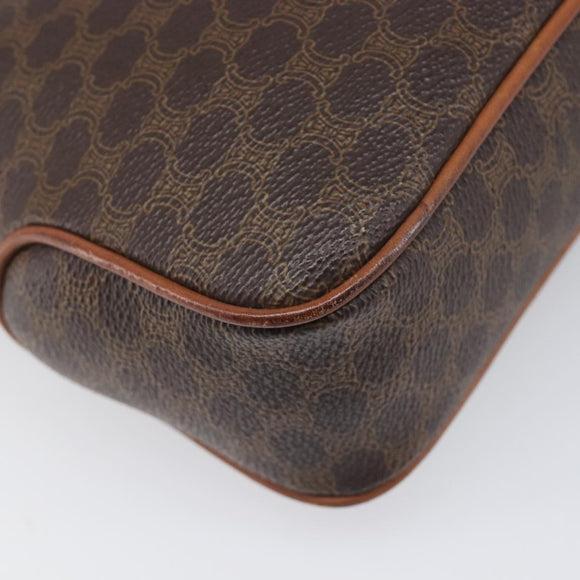 CELINE Macadam Shoulder Bag PVC Leather Brown Gold Tone Auth 200132